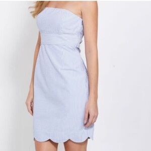 VINEYARD VINES strapless seersucker dress size 6 scalloped hem
